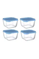 Pasabahce Snowbox 53223 - Vershoudbakjes - Set van 4 - Blauw