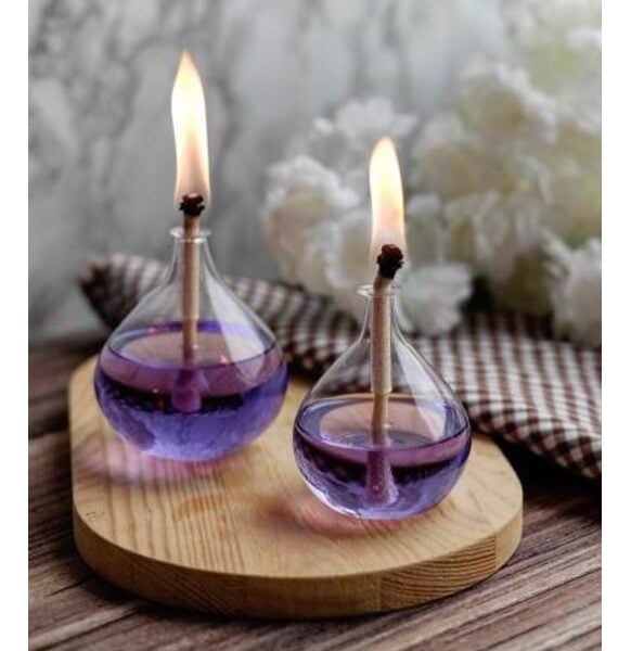 Damla Kandil Borosilicaat - Inclusief Lila Brandstof - Set van 2