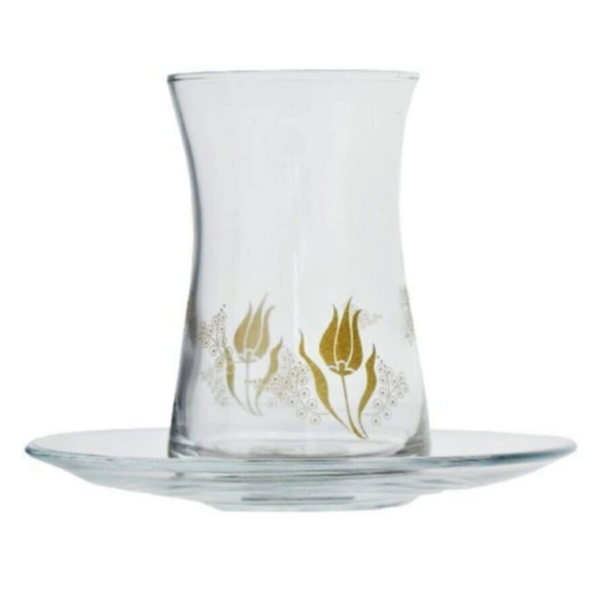 Pasabahce Lalezar - Theeglazen Met Onderzetter - Set van 6
