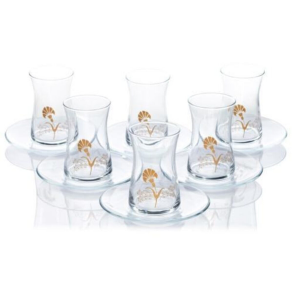 Pasabahce Kayla - Turkse Theeglazen Met onderzetters - Set van 6 - 160 ML
