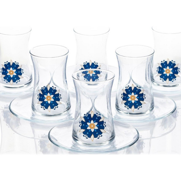 Pasabahce Atlas - Turkse Theeglazen Met Onderzetters - Set van 6