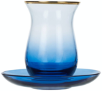 Pasabahce Marble - Turkse Theeglazen Met Onderzetters - Set van 6