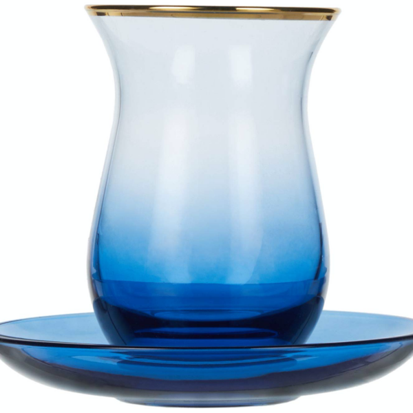 Pasabahce Marble - Turkse Theeglazen Met Onderzetters - Set van 6