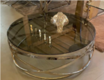 Ekselans Eettafel/Salontafel - RVS Silver met Smoke Glas - 110 cm x 43 cm