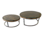 Ekselans Sleeperwood Salontafel Set - Met Facet Geslepen Glas - 90Ccm x 52cm en 76cm x 42cm