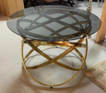 Ekselans Eettafel - Goud met Smoke Glas - 100cm Dia en 75 cm hoog