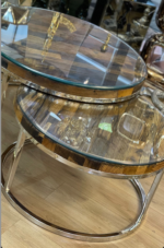 Ekselans Sleeperwood Salontafel Set - Met Facet Geslepen Glas - 90Ccm x 52cm en 76cm x 42cm - Image 2