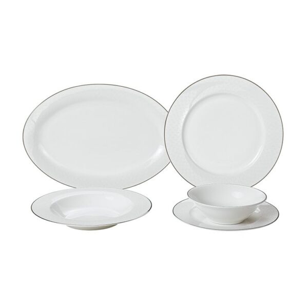 Bricard Loches - Porseleinen Dinerset - 6-Persoons - 25 Delig - Zilver