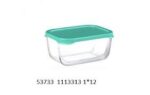 Pasabahce Snowbox - Glazen Vershoudbak Met Groene Deksel - Set van 2 - 420 ML
