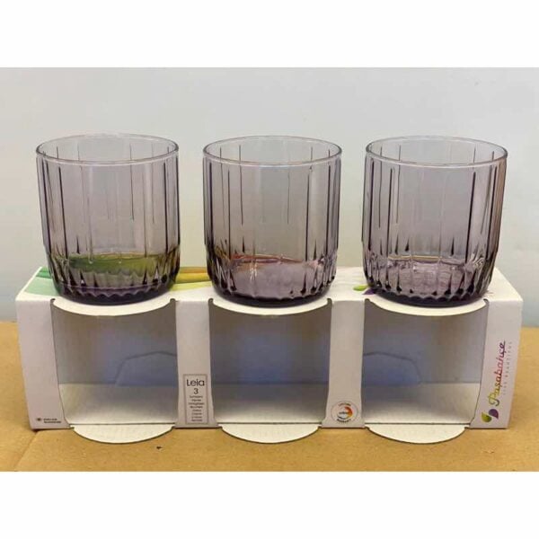 Pasabahce Leia - Paarse Waterglas/Waterglazen - 265 ML - Set van 3