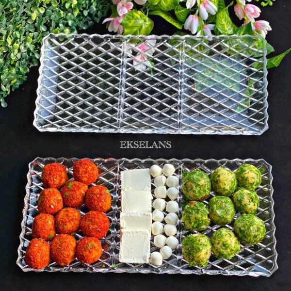 Handmade Kristal - Glazen Serveerbord - 3-delig - 37 x 18 cm