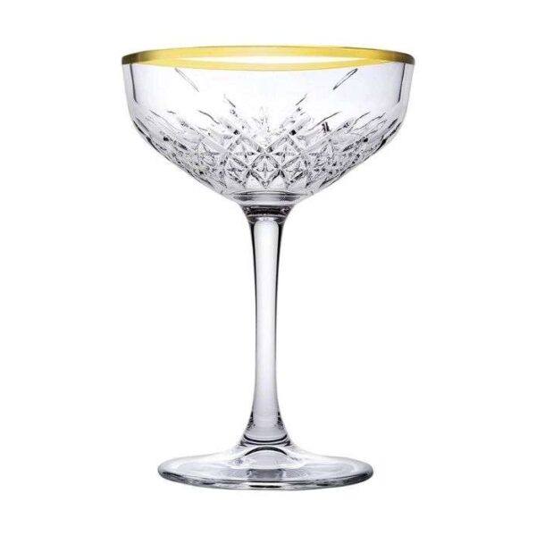 Pasabahce Golden Touch - Champagnecoupe Timeless 27 cl - Transparant met Gouden Randen- Set van 4