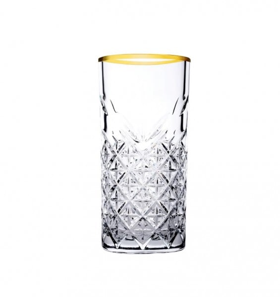 Pasabahce Timeless Golden Touch - Longdrinkglas - Met Gouden Randen-Ę Set van 4 - 450 ML