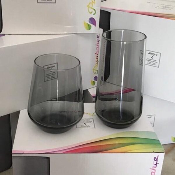 Pasabahce Alegra - Zwarte Longdrinkglazen - Set van 3 - 470 ML