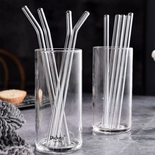 Luxe Glazen Rietjes - Gebogen - Herbruikbaar -  6 stuks - 20 cm - Duurzame Rietjes