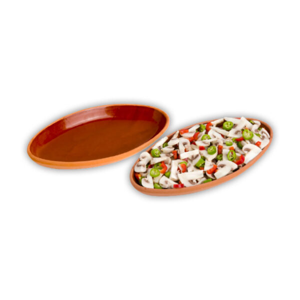 Guvec - Geglazuurde Ovalen Aardewerk Schaal - 25 cm -  1 Stuk