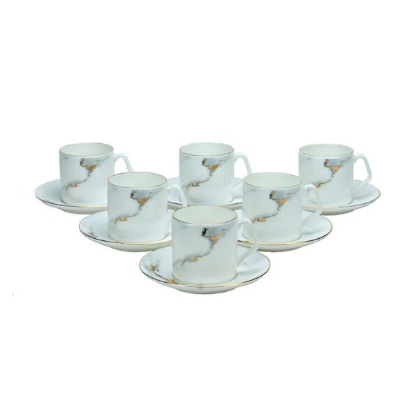Bricard Porcelain – Porseleinen Koffiekopjes Met Onderzetters – Set van 6 – 205 ml