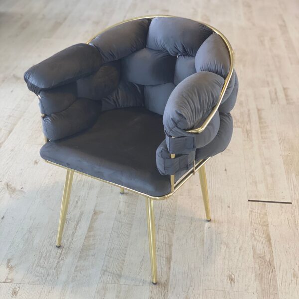 Wavy Fluwelen Stoelen - Metalen Poten - Grijs