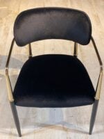 Fluwelen Stoel Met Metalen Armleuningen – Zwart/Gold - Görsel 2