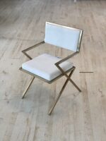 Elegante Fluwelen Stoel - Metalen Poten - Wit