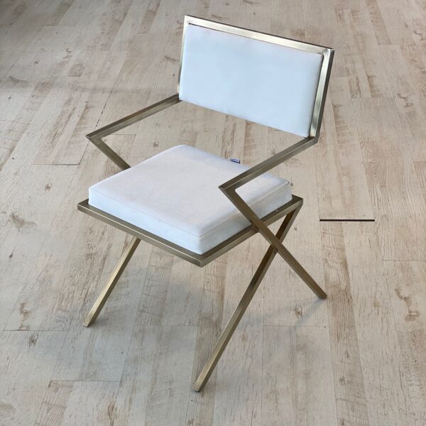 Elegante Fluwelen Stoel - Metalen Poten - Wit
