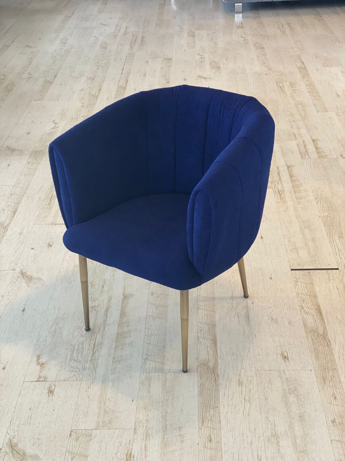 Teddystof Stoel - Metalen Poten - Blauw - Görsel 1