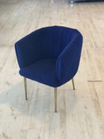 Teddystof Stoel - Metalen Poten - Blauw