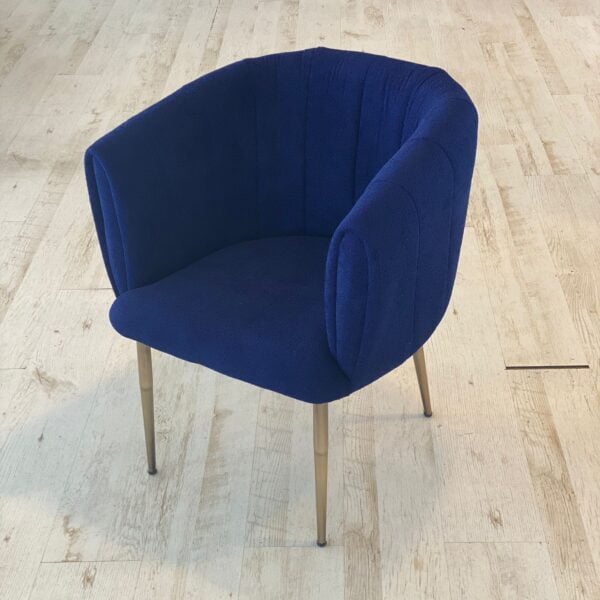 Teddystof Stoel - Metalen Poten - Blauw