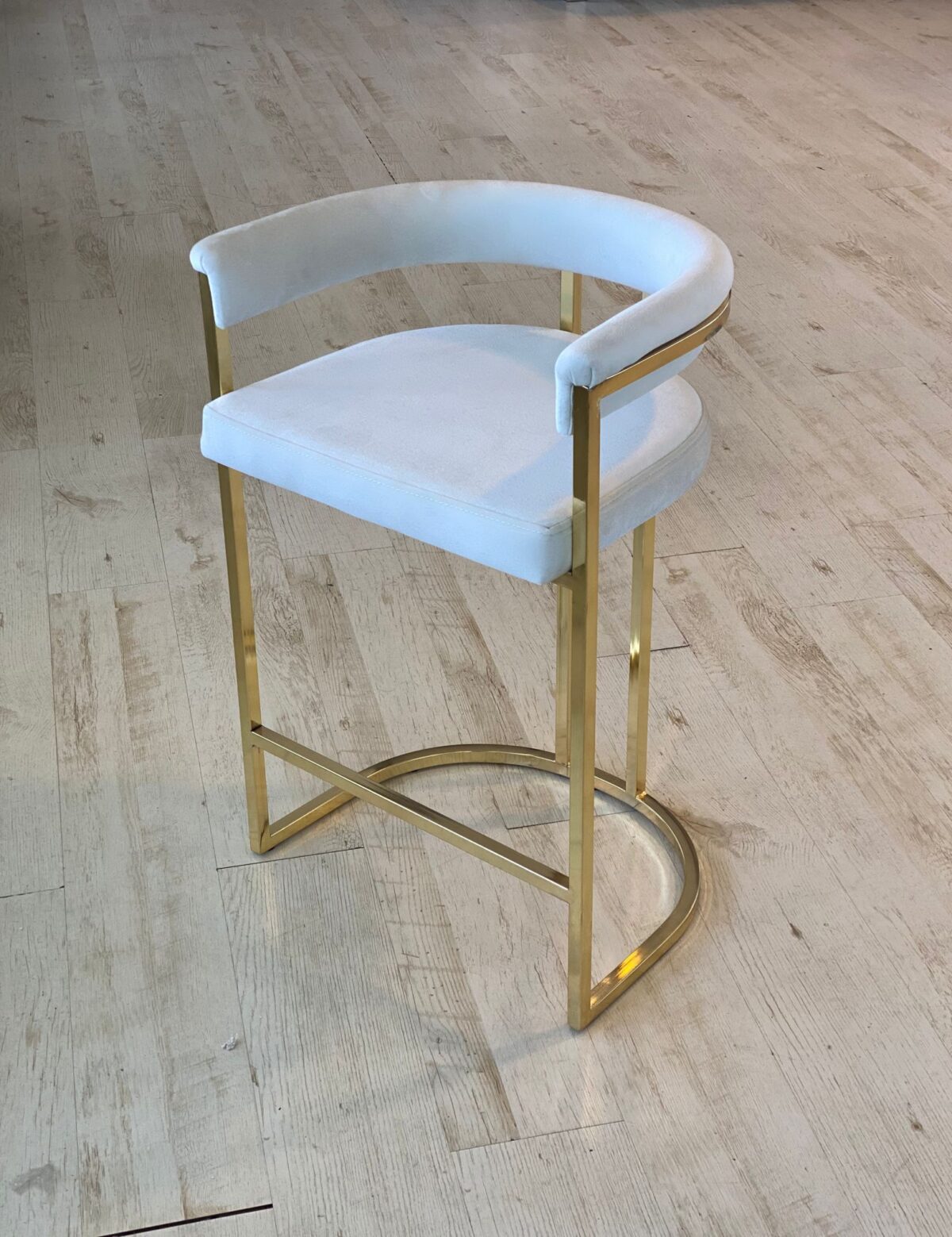 Barkruk Gladys - Wit/Goud - Fluweel - Image 1