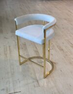 Barkruk Gladys - Wit/Goud - Fluweel