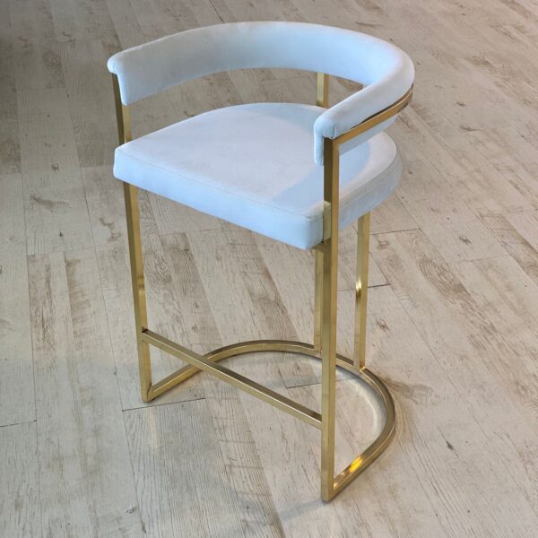 Barkruk Gladys - Wit/Goud - Fluweel