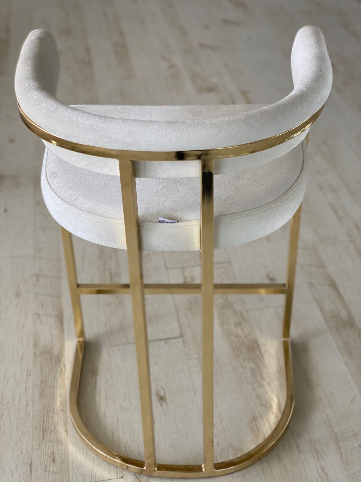 Barkruk Gladys - Wit/Goud - Fluweel - Image 3