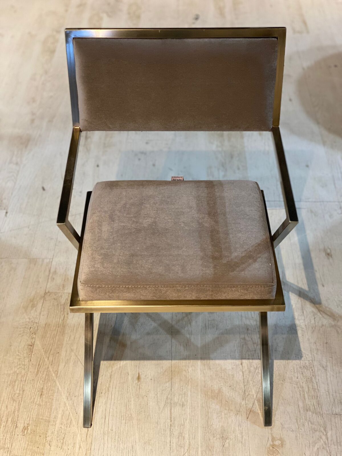 Elegante Fluwelen Stoel - Metalen Poten - Lichtbruin - Görsel 2