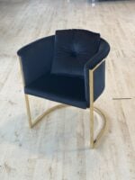 Fluwelen Stoel Met Metalen Poten - Zwart/Gold