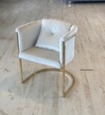 Fluwelen Stoel Met Metalen Poten - Wit/Gold