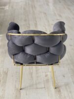 Wavy Fluwelen Stoelen - Metalen Poten - Grijs - Görsel 3