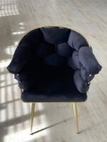 Wavy Fluwelen Stoelen - Metalen Poten - Zwart - Görsel 2