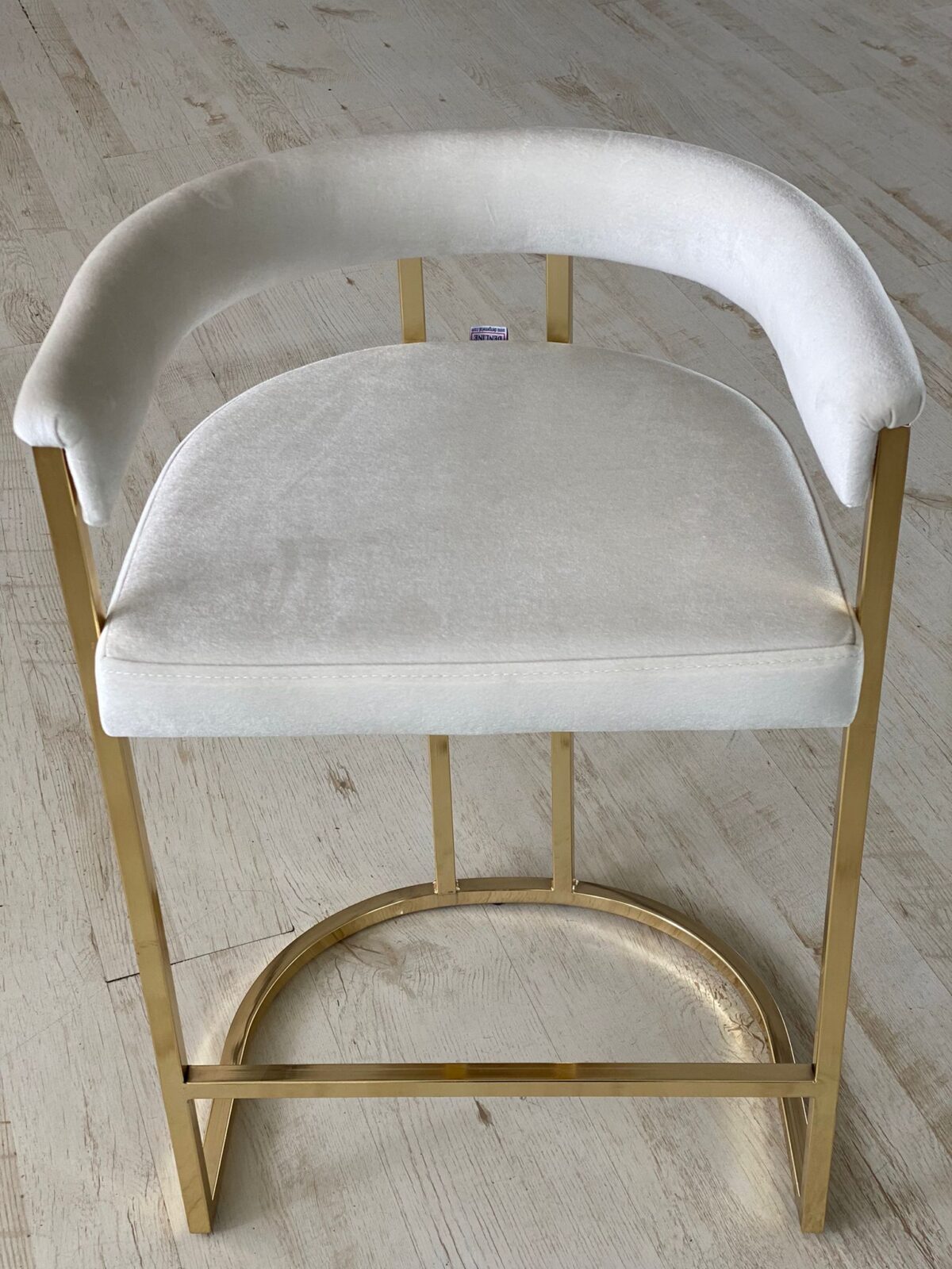 Barkruk Gladys - Wit/Goud - Fluweel - Image 2