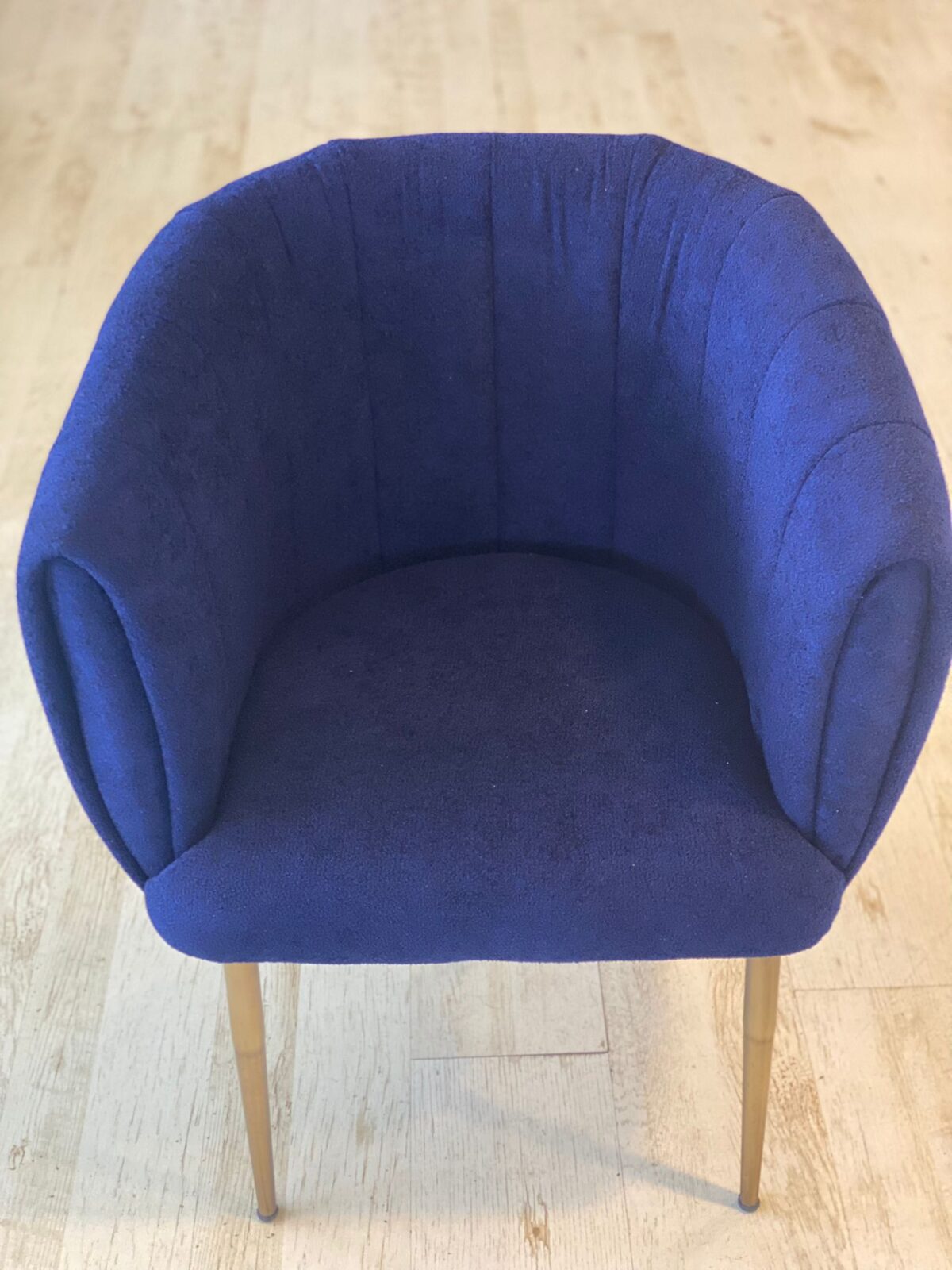 Teddystof Stoel - Metalen Poten - Blauw - Görsel 2