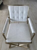 Elegante Witte Fauteuil - Teddy Stof -  Metalen Poten - Wit – Image 3