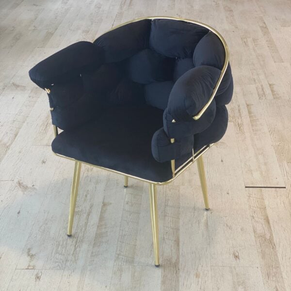 Wavy Fluwelen Stoelen - Metalen Poten - Zwart
