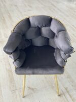 Wavy Fluwelen Stoelen - Metalen Poten - Grijs - Görsel 2