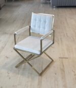 Elegante Witte Fauteuil - Teddy Stof -  Metalen Poten - Wit