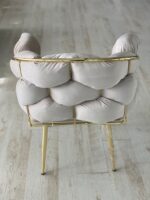 Wavy Fluwelen Stoelen - Metalen Poten - Beige - Görsel 3