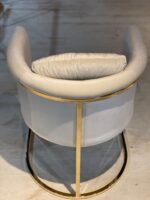 Fluwelen Stoel Met Metalen Poten - Wit/Gold - Görsel 3