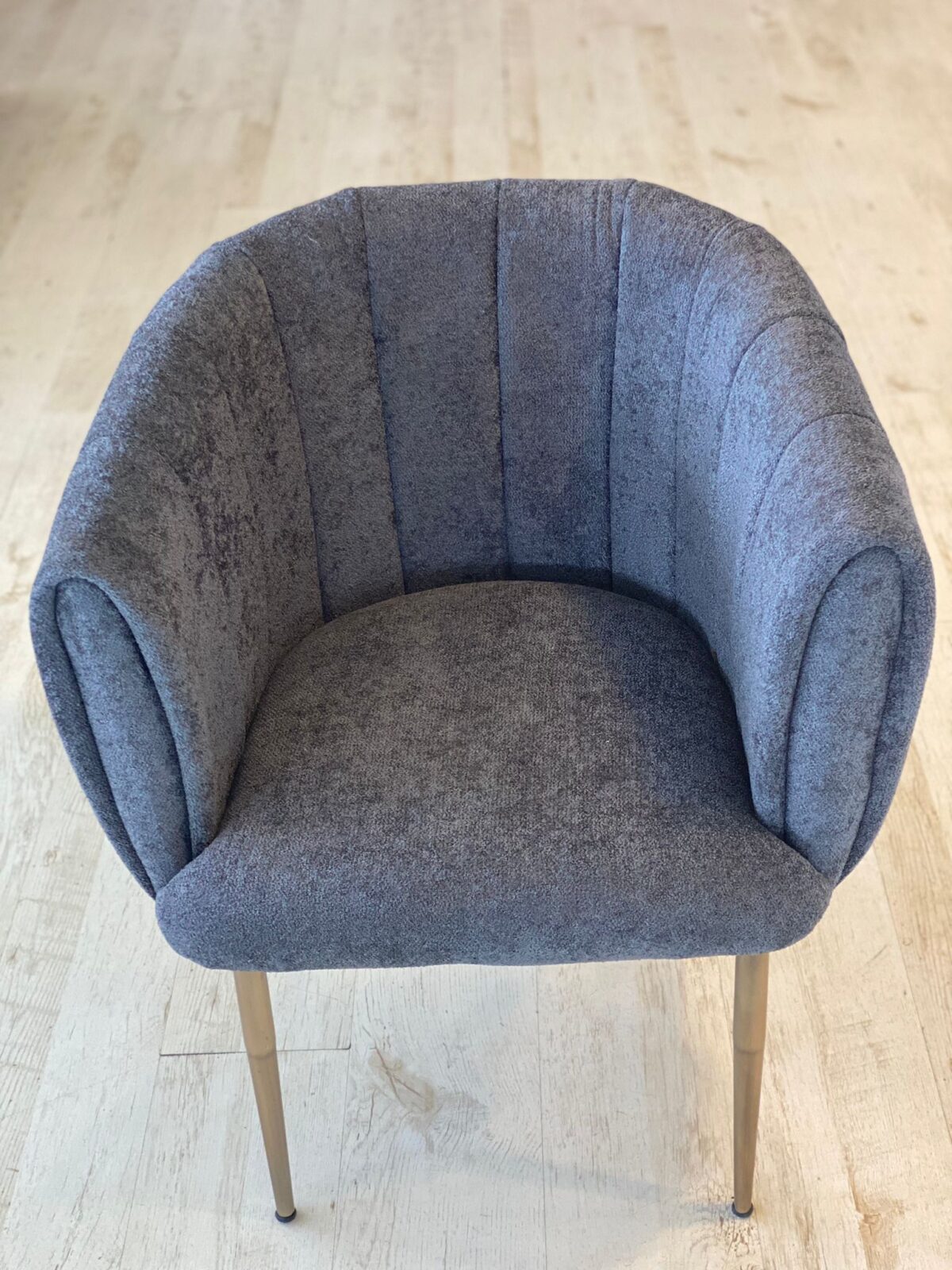 Teddystof Stoelen - Metalen Poten - Grijs - Görsel 2