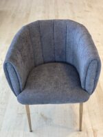 Teddystof Stoelen - Metalen Poten - Grijs - Görsel 2