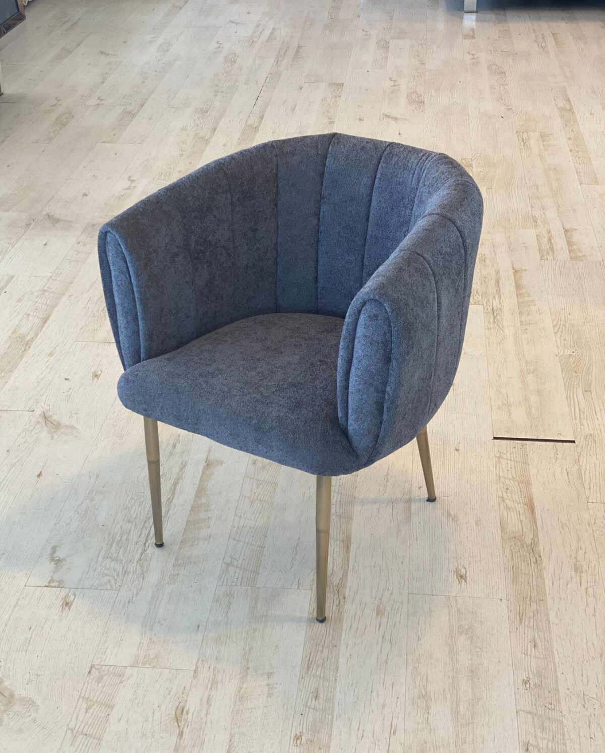 Teddystof Stoelen - Metalen Poten - Grijs - Görsel 1