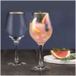 Pasabahce Golden Touch Amber - Glazen Op Voet Met Gouden Rand - 460 ml - Set van 6 - Görsel 2