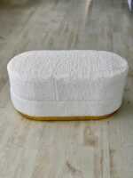 Luxe Witte Teddy Poef -  Met Gouden Poot - 40 cm x 93 cm
